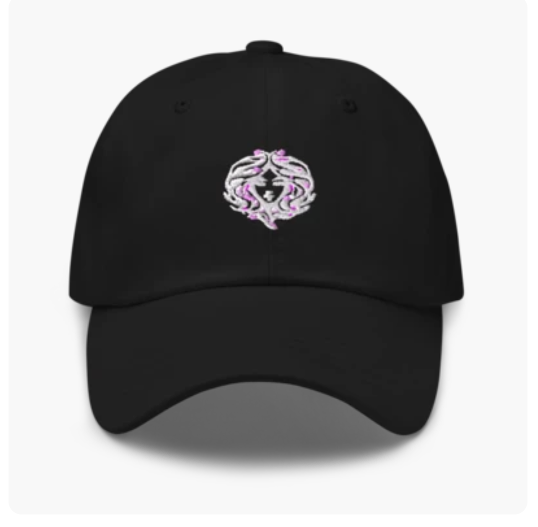 Black dad hat with embroidered Medusa Collective logo